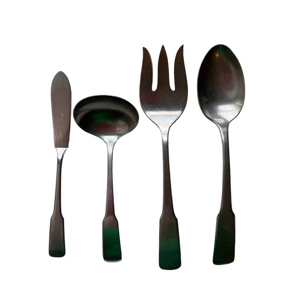 Vintage 1847 Roger Bros 4 Piece Flatware Silver Tone Stainless Serving Set Minim